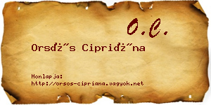 Orsós Cipriána névjegykártya